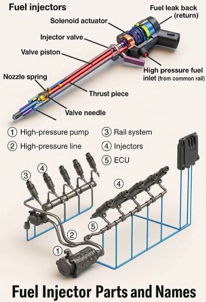 Fuel injector parts and functions explained