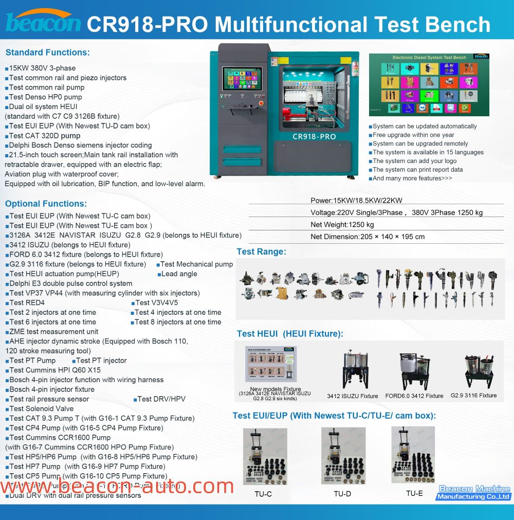details of CR918 PRO high pressure common rail comprehensive performance test bench