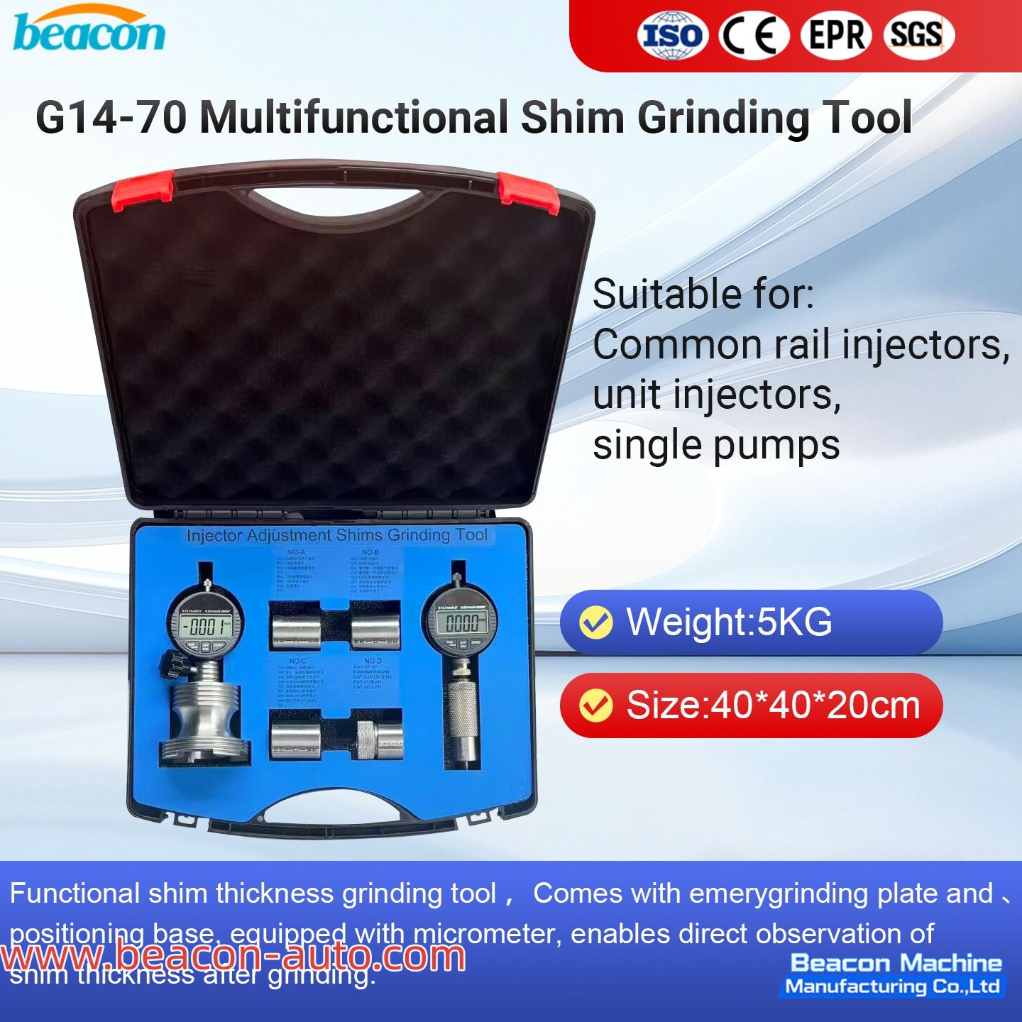  Multifunctional fuel injector adjusting shims Grinding Tool