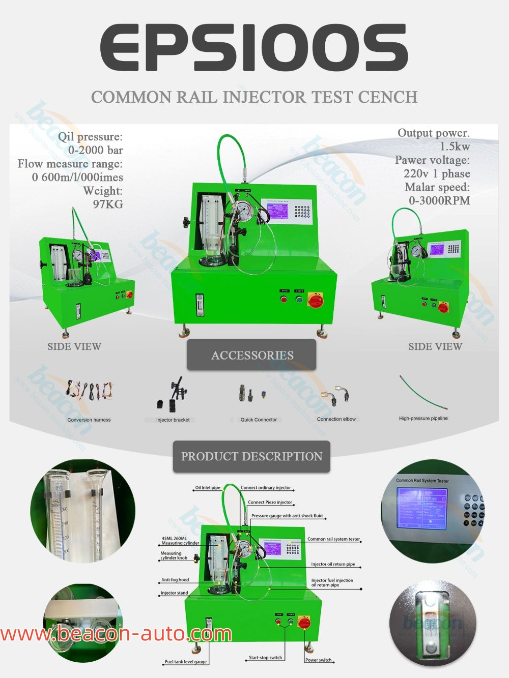 introduction of EPS100 High Pressure Common Rail Injector Tester