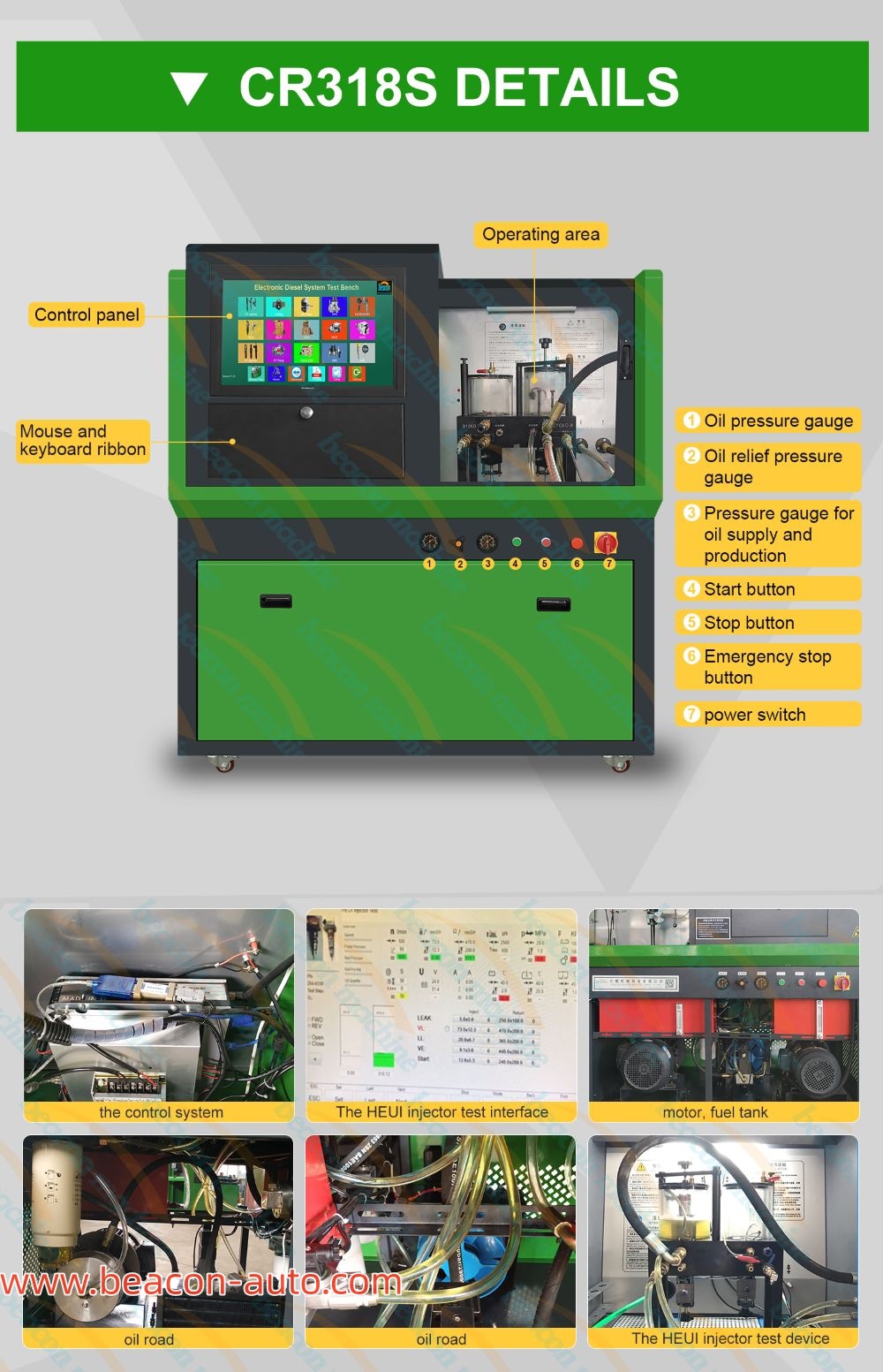 details of CR318S HEUI injector test bench 