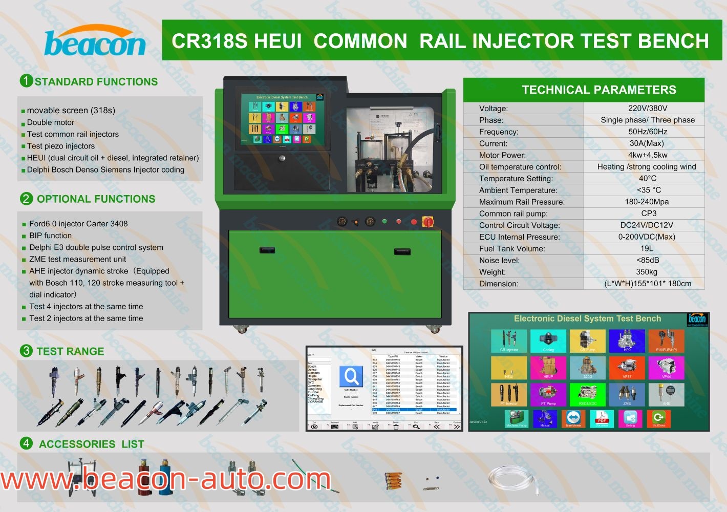 Introduction for CR318S HEUI injector test bench 