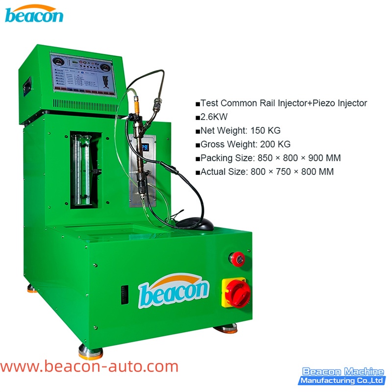 details of EPS109 common rail diesel injector test bench with glass measuring cup